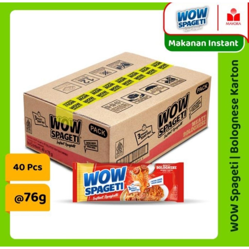 

WOW Spageti Meaty Bolognese Karton isi 40 pcs