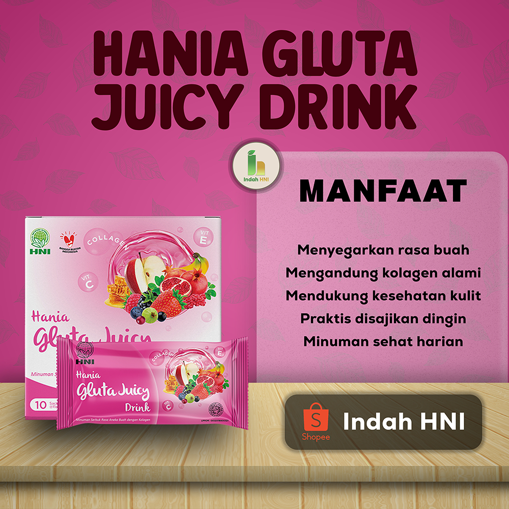 

HANIA GLUTA JUICY DRINK HNI HPAI – Minuman Kolagen Rasa Buah | Membantu Mencerahkan Kulit & Menjaga Elastisitas | 10 Sachet @15g