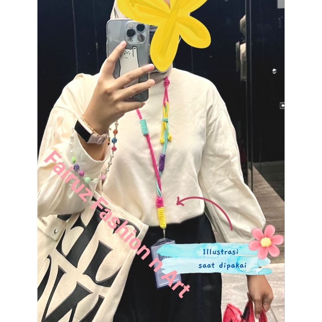 FAIRUZ Lanyard ID CARD Holder ||Name Tag Leather Macrame|| Lanyard HP  || Name tag macrame || Lanyar