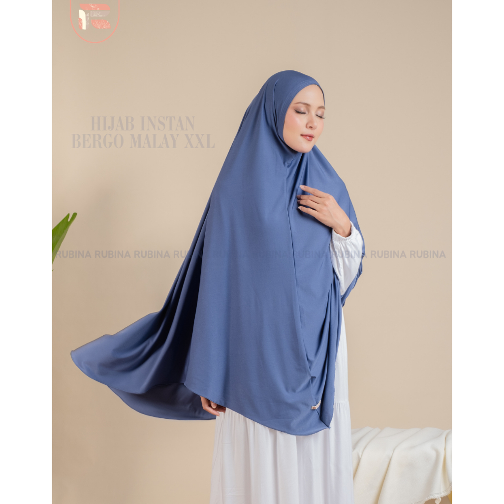 Bergo malay jumbo non pad Hijab instan jersey size xxl