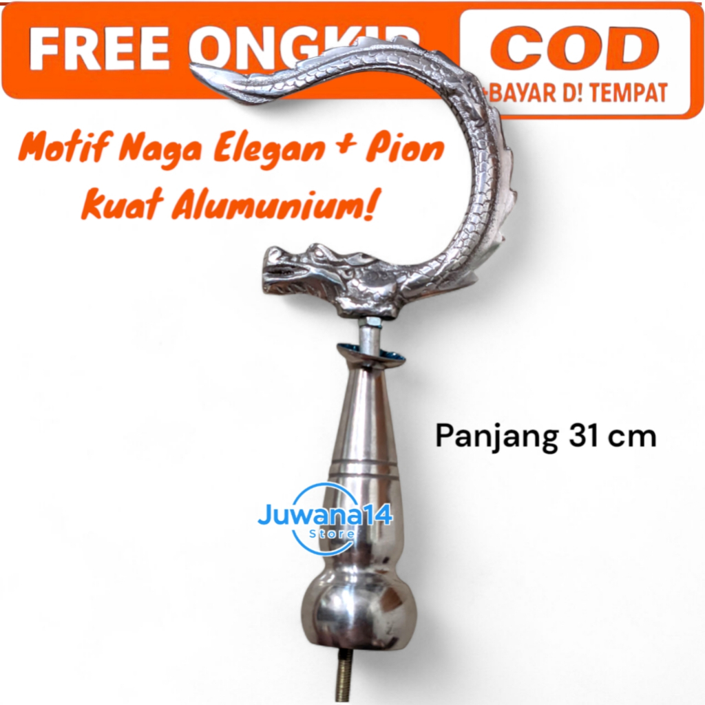 Gantungan Sangkar Burung Murai Kotak Motif Naga Elegan & Pion Kuat Alumunium Panjang 31 cm