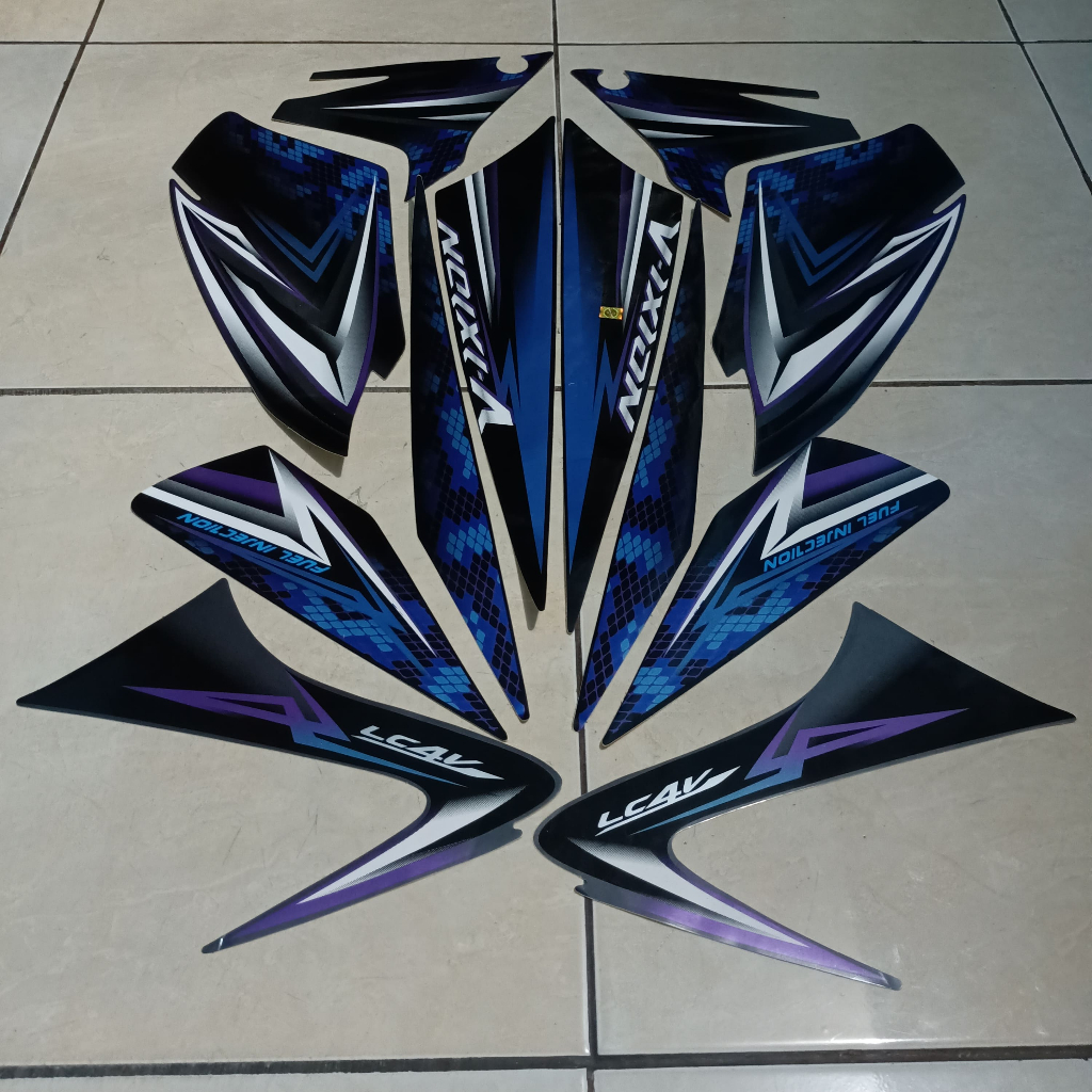 stiker striping yamaha vixion 150 2009 old biru hitam lis body standar berkualitas original
