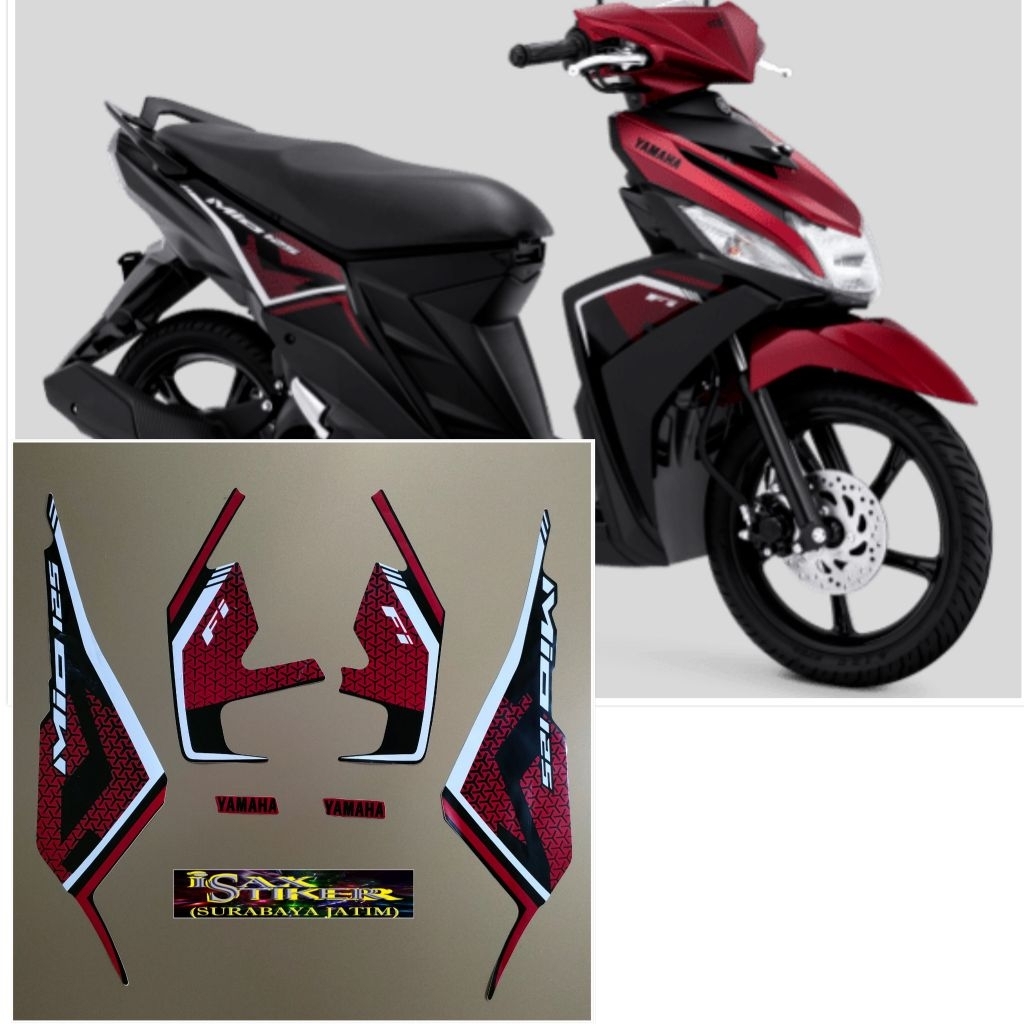 Striping Original Yamaha Mio M3 125 FI Merah hitam tahun 2020 2021
