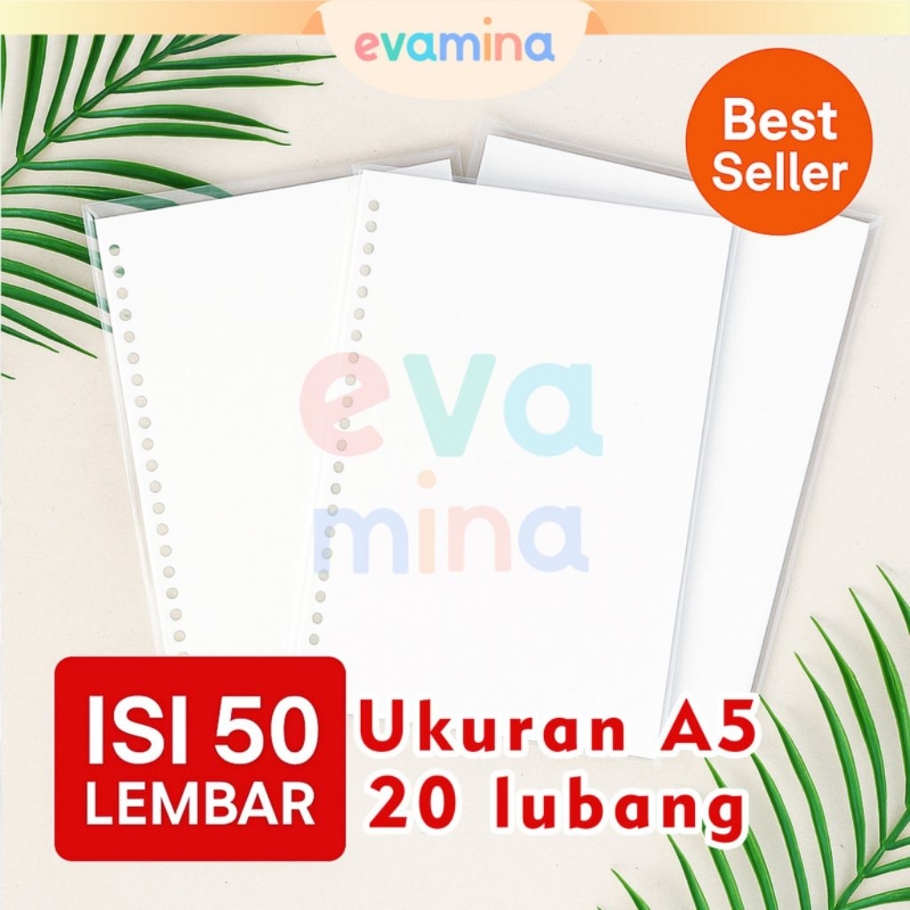 

Evamina Loose Leaf A5 Kertas File Isi Binder - Loose Leaf 50 Lembar - LooseLeaf Refil A5 20 Holes