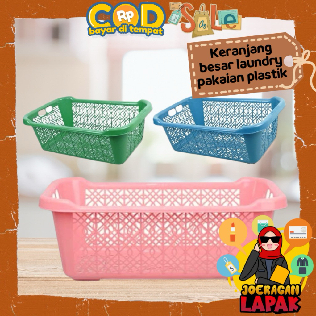 [JOERAGAN LAPAK] KERANJANG BAJU PERSEGI LAUNDRY PANJANG PAKAIAN KOTOR BERSIH PLASTIK TEMPAT MAINAN A