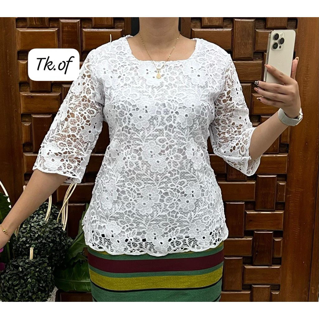 Ready stok Atasan brokat cantik lapis katun furing baju brokat pesta