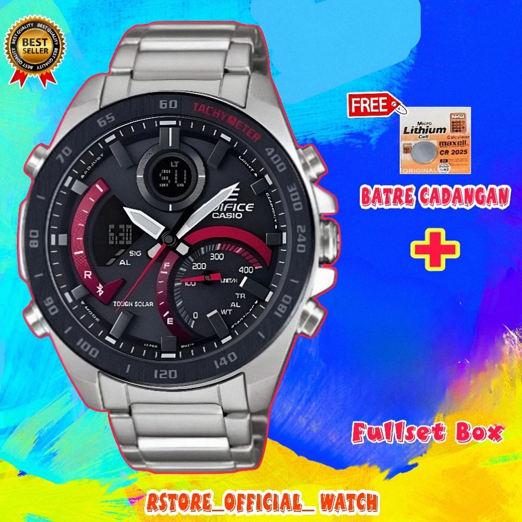 Jam Tangan Rantai Casio Edifice Auto Light Chrono Aktif Fullset Arloji Pria Sporty Casual Watch