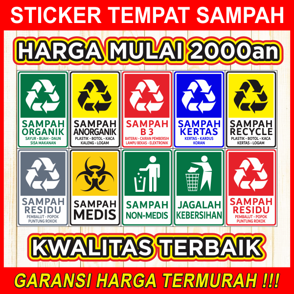 

STAR ++ STICKER TEMPAT SAMPAH ANORGANIK MEDIS NON-MEDIS B3 RESIDU KERTAS RECYCLE KOMPOSTER JAGALAH KEBERSIHAN