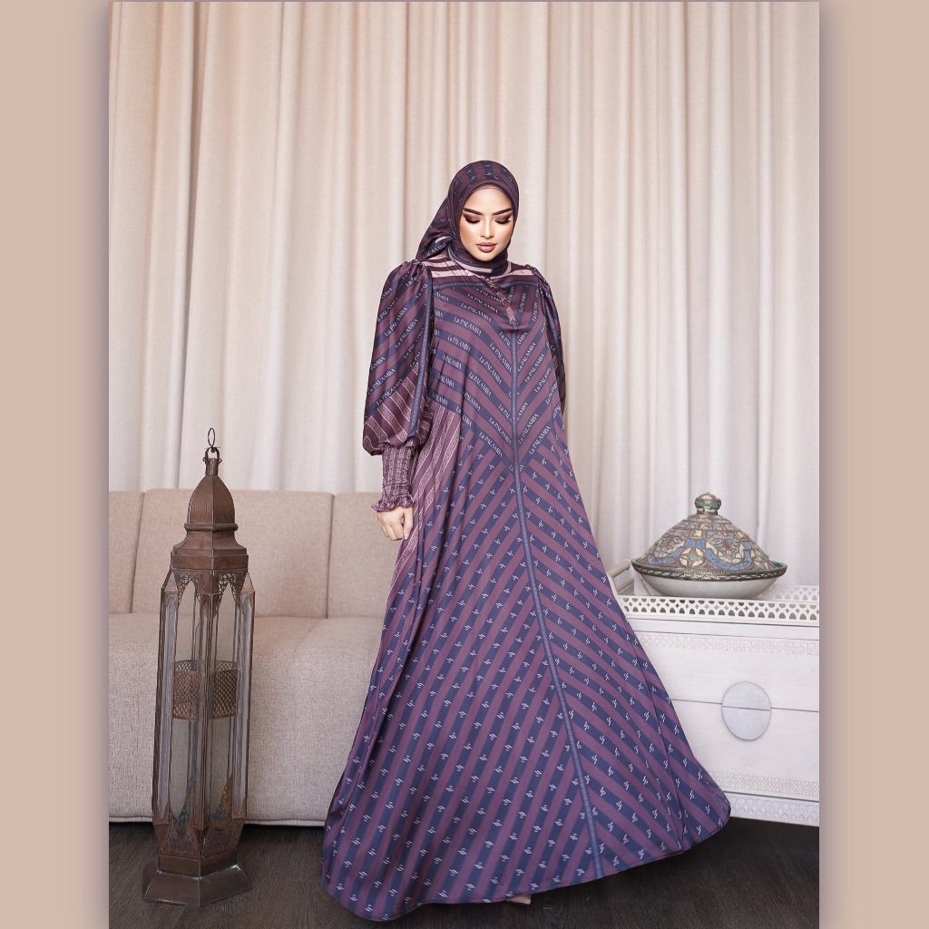 LIDYA series (free scraf) silk premium digital printing by LAPALAMBA Gamis Muslim Wanita Dewasa Mewa