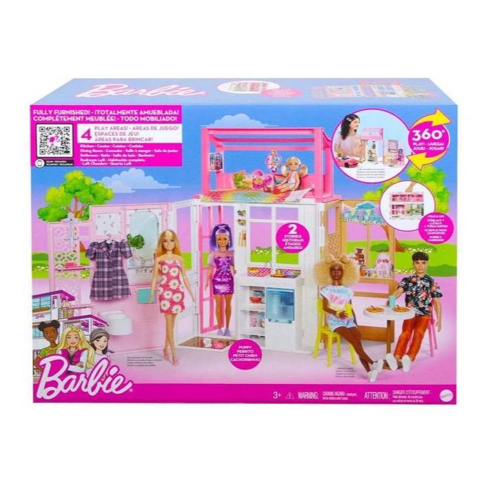 Mainan Rumah Boneka Barbie Mattel Furnished Multi-Level Dollhouse Playset