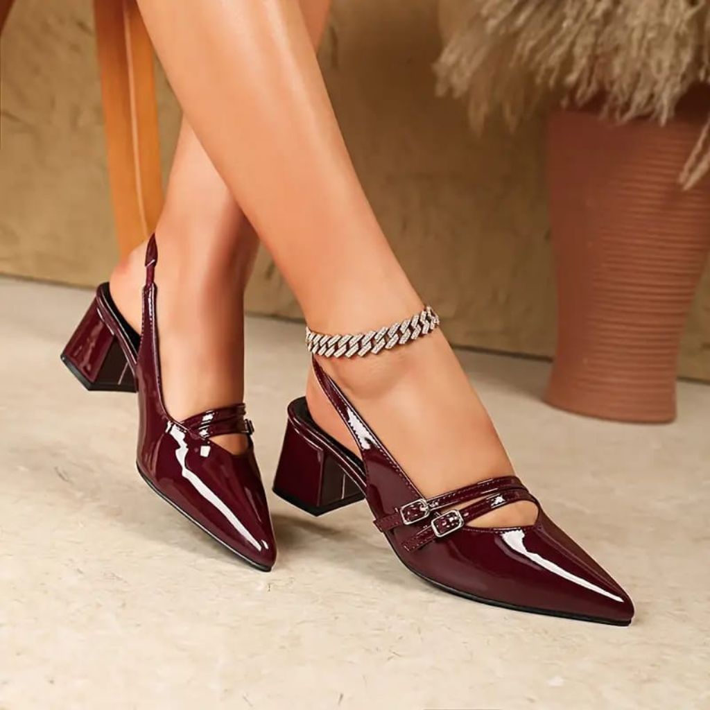 Sepatu Sandal Wanita Mules Hak Tinggi 5 Cm Bantalan empuk JR 05