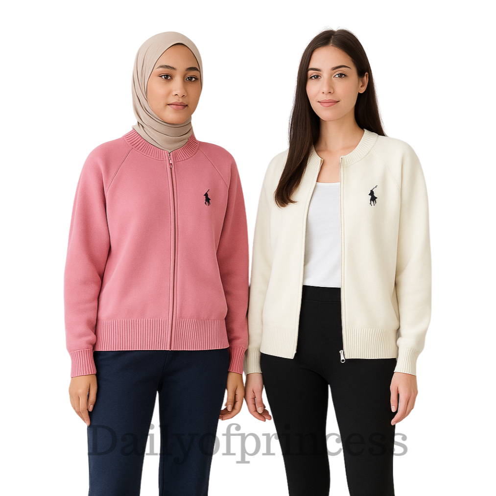 Dailyofprincess Nova Jaket Rajut Wanita Rajut Bordir Kuda Resleting