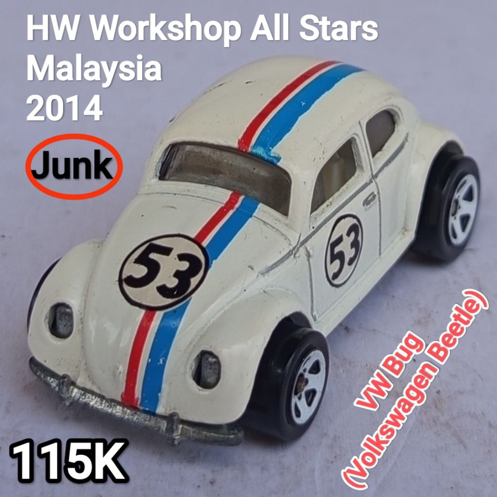 Hot Wheels HW Workshop All Stars VW Volkswagen Beetle Bug Kodok 53 Herbie Loose