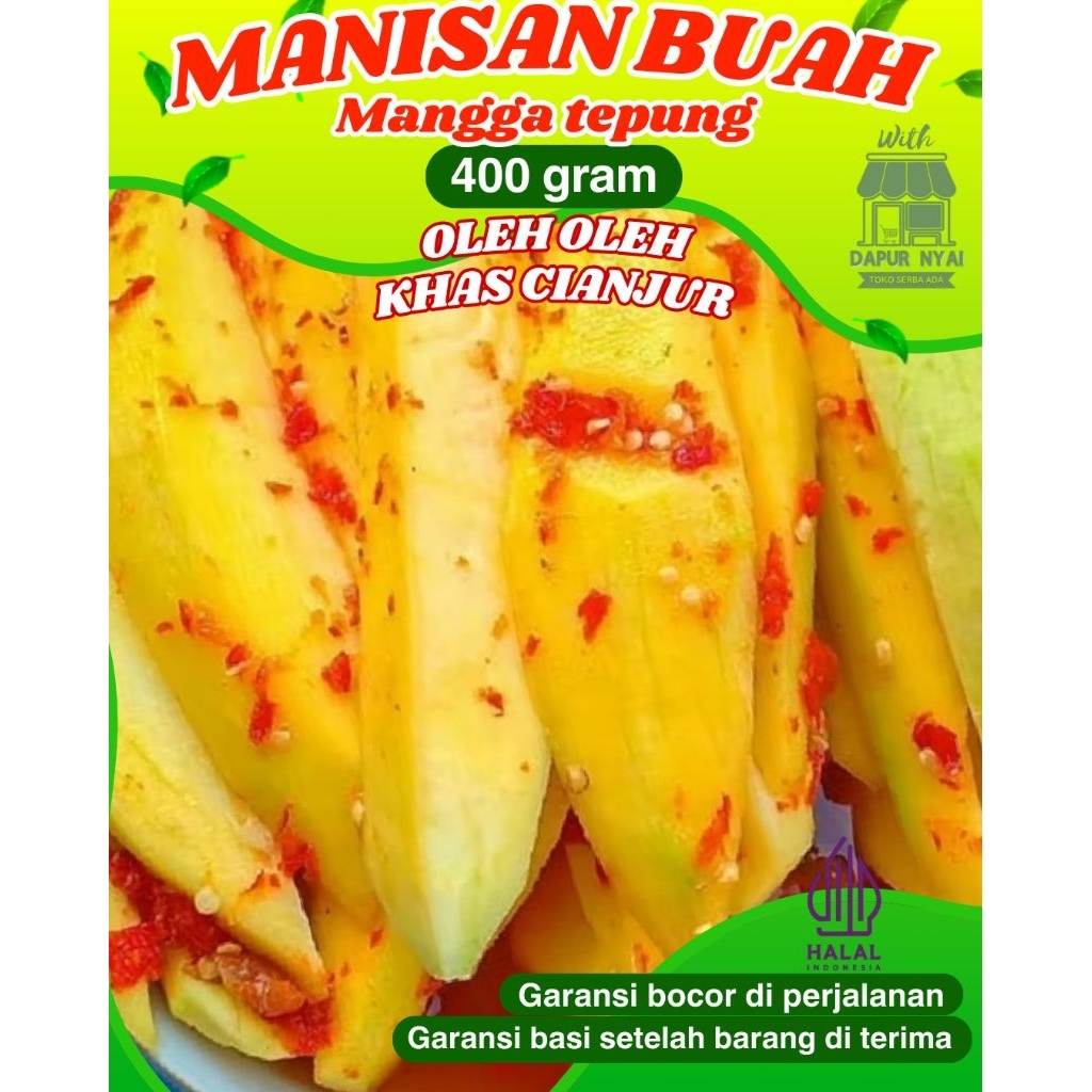 

400GR MANISAN MANGGA TEPUNG KHAS CIANJUR ASINAN RUJAK BUAH MANIS ASAM PEDAS SEGAR