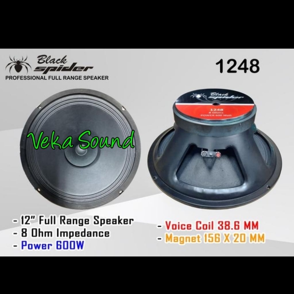 Speaker Komponen Black Spider BS1248/BS 1248/BS1248 Original 12 Inch