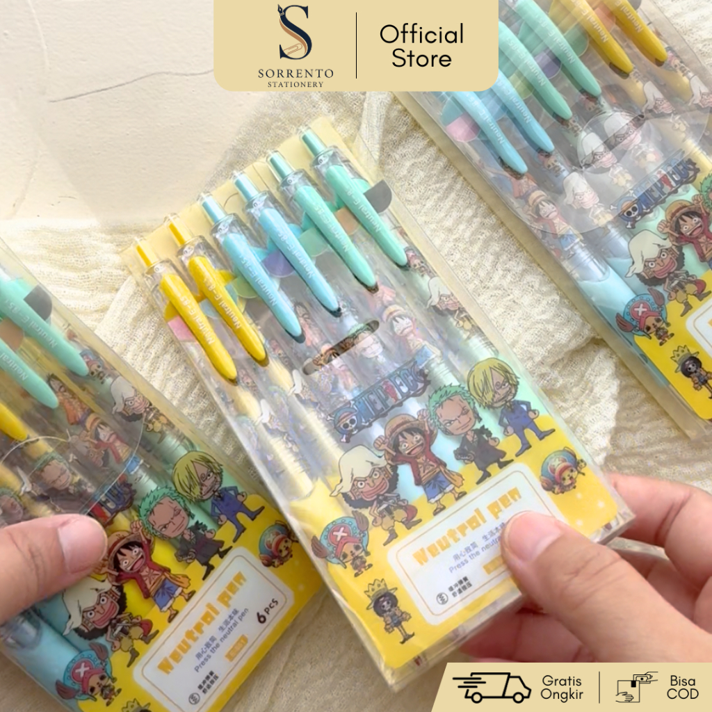 

Set 6 pcs Pulpen Cetek One Piece - Pena Karakter Anime