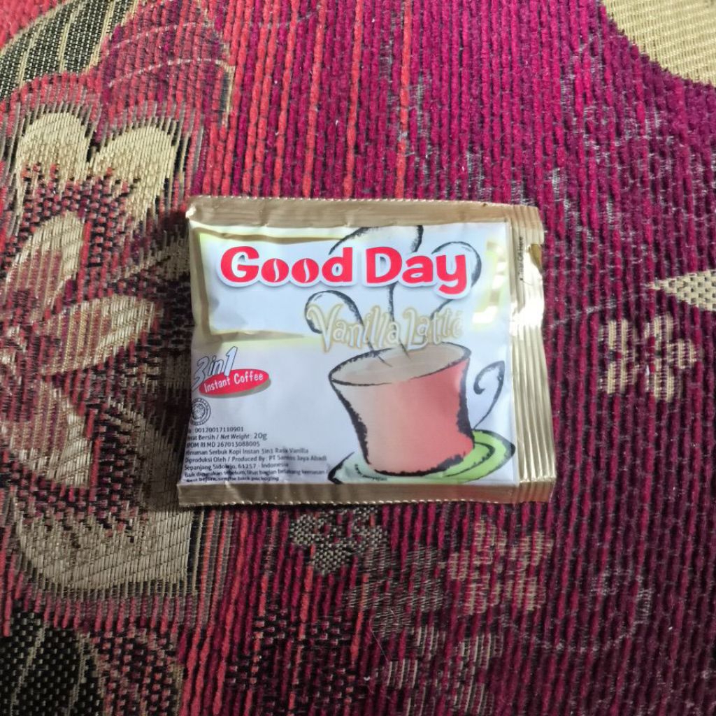 

GOOD DAY VANILLA LATTE 20 GR 3 IN 1 INSTANT COFFEE (PER RENCENG)