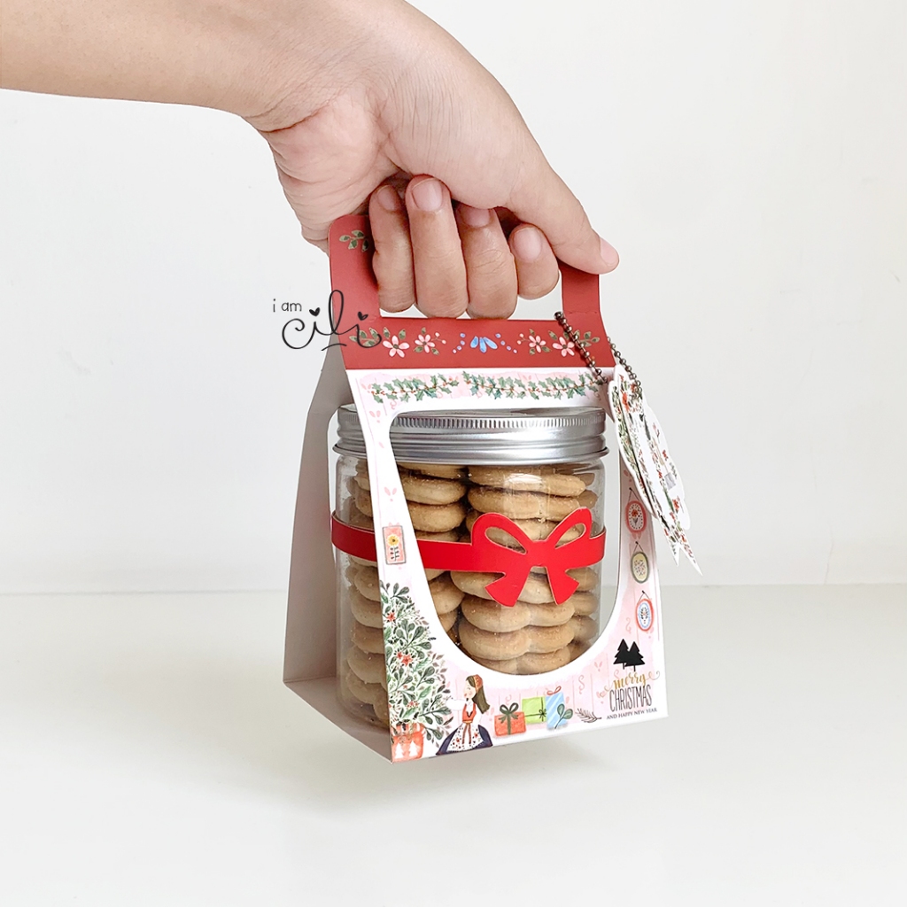 

(BOX JAR 600 ml NATAL ) kotak kue kering toples tabung 600ml natal christmas (ISI 10)