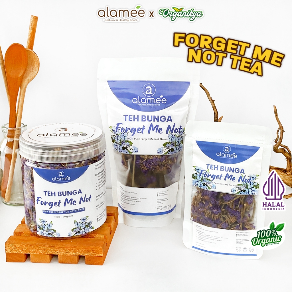 

ALAMEE Teh Bunga Forget Me Not Flower Tea Organik Kering Dried Siap Seduh Minum organikya