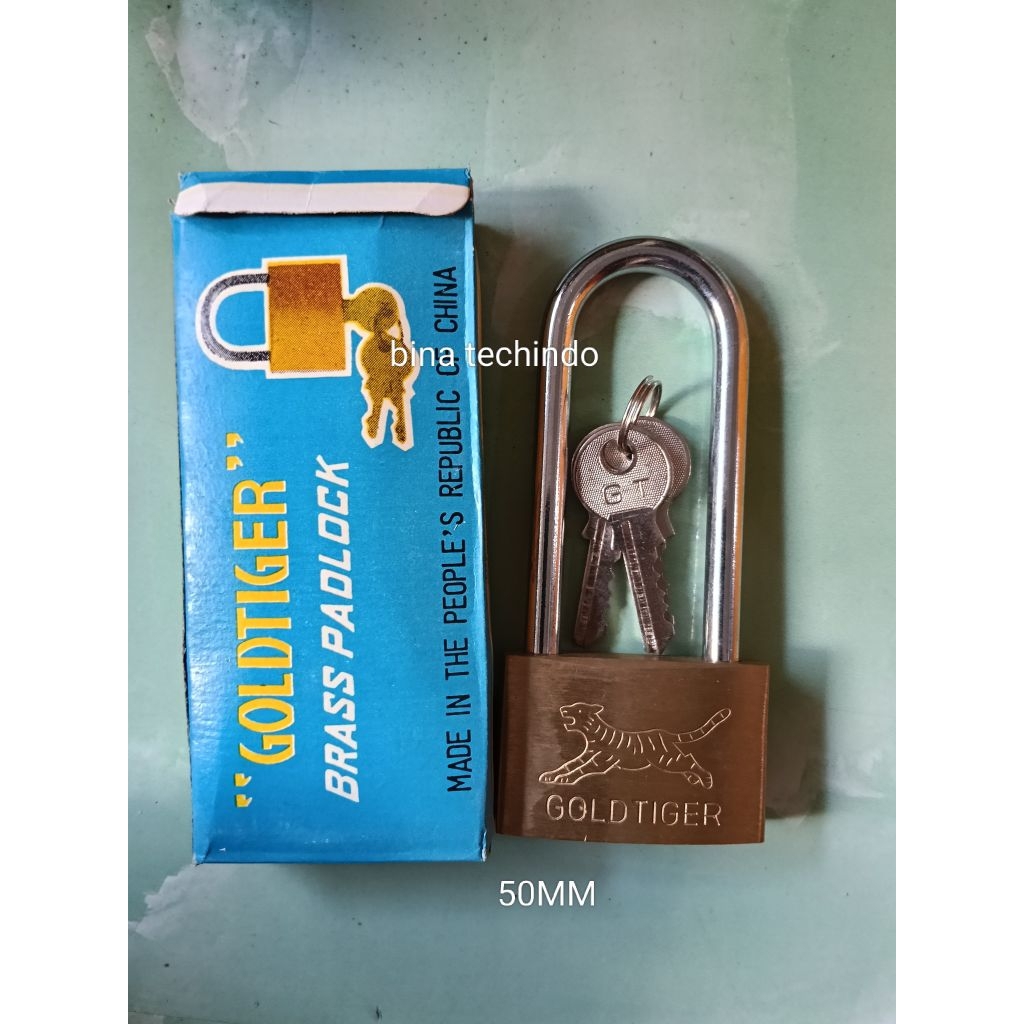 50MM GEMBOK GOLDTIGER. GEMBOK LEHER PANJANG. GEMBOK PANJANG. PADLOCK PANJANG. PADLOCK LEHER PANJANG.