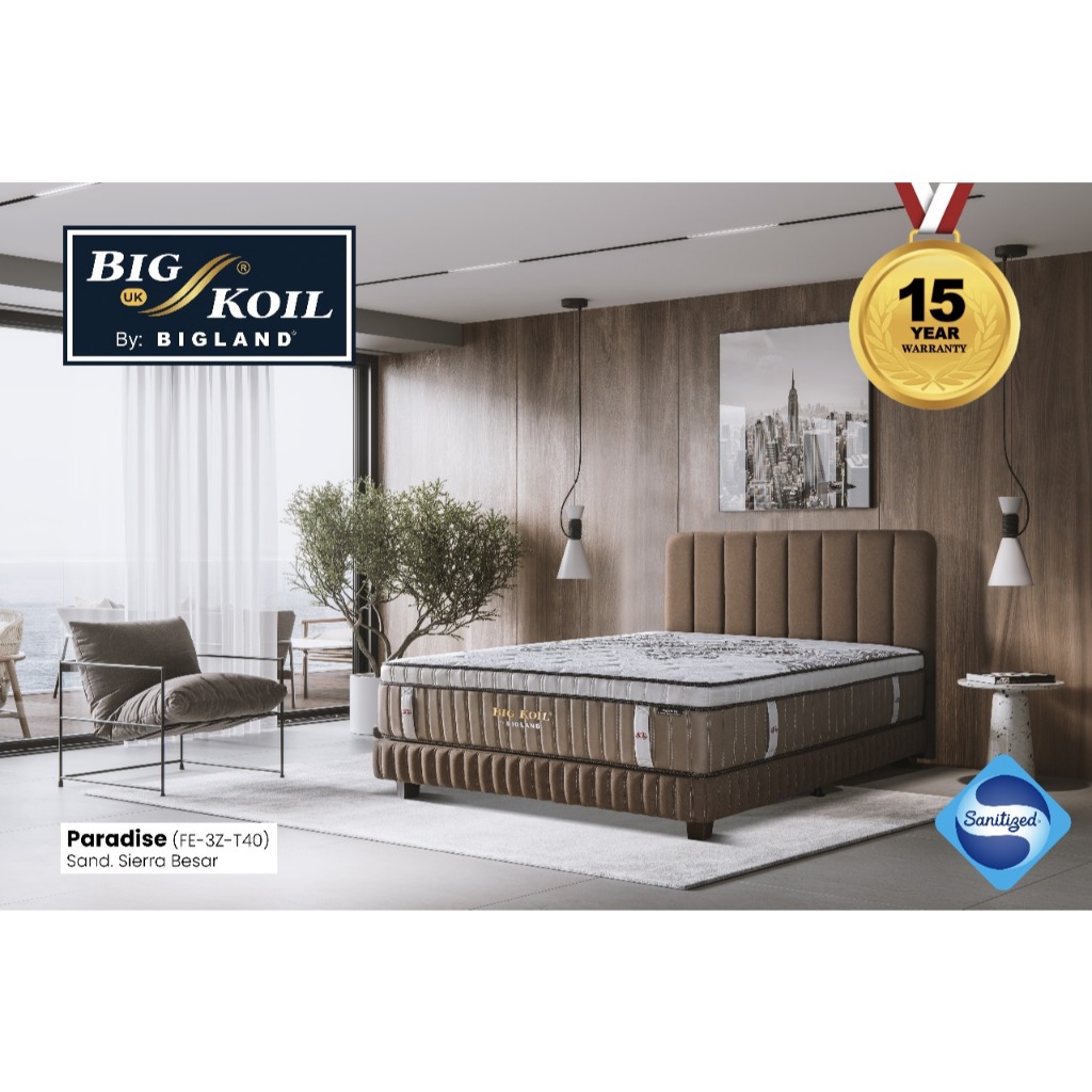 Kasur Springbed Paradise Bigkoil Bigland / Matras Springbed 3 Zone Pocket  - Matras Aja, 100x200