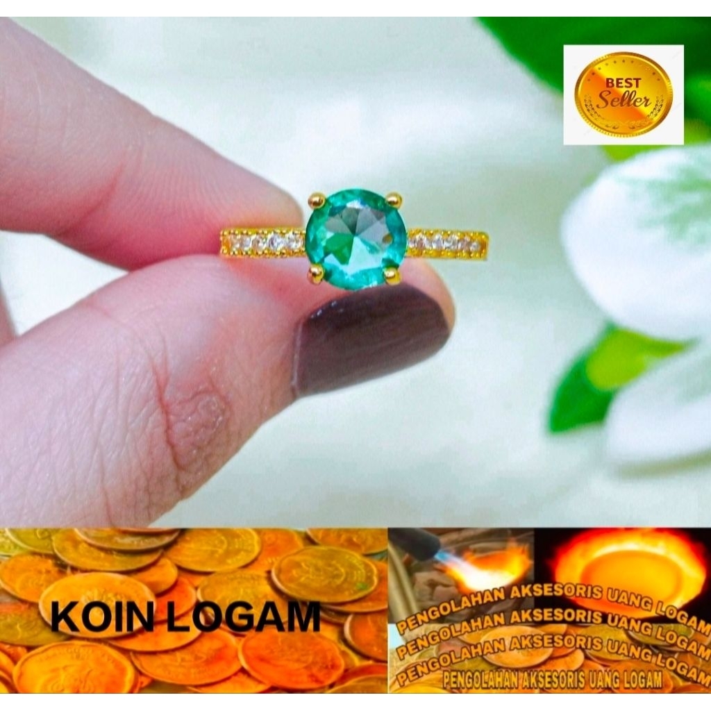 Cincin Wanita Anti Karat Lapis Emas Terbaru Koin 91 Ori Tidak Luntur Perhiasan Elegan Mewah