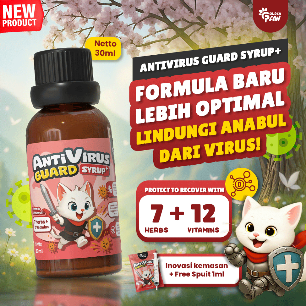 Golden Paw - AntiVirus Guard Syrup 30ML Suplemen Pemulihan dan Imun Booster Kucing untuk Atasi Infek