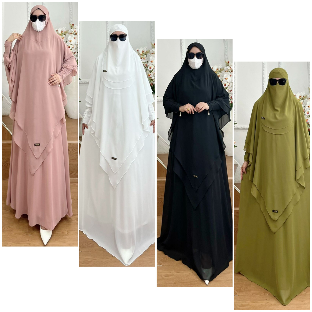AJE ZAS - Gamis Jubah Set Hijab Kerudung Polos Jumbo Kepala Soft ped Antem Kode FIRDA Matt Ceruti Ba