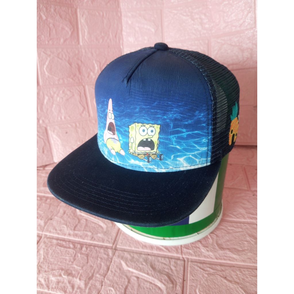 Topi SpongeBob SquarePants Patrick Trucker Blue Cap Nickelodeon kartun Hat Men Jaring Snapback