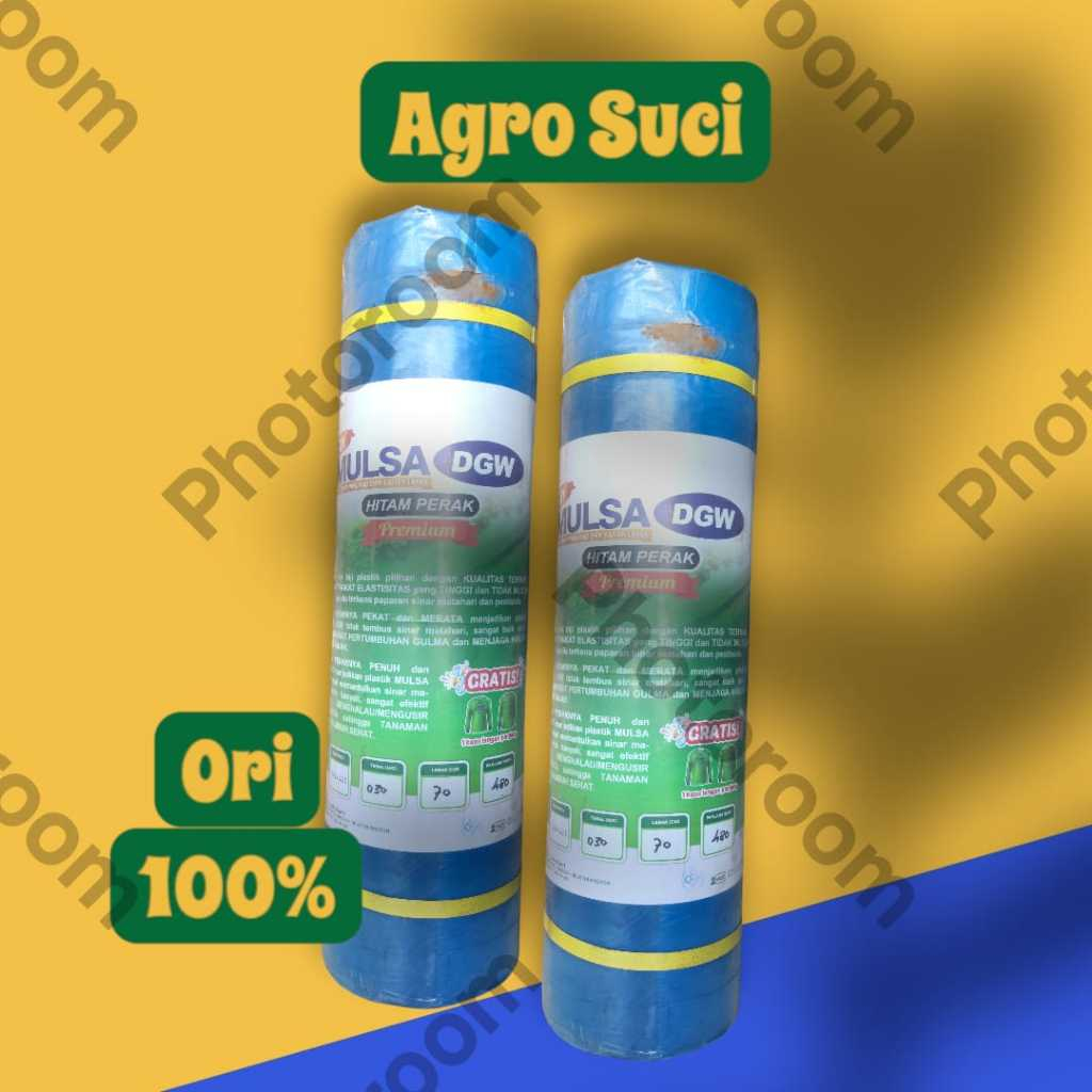 Lebar 140CM Mulsa Hitam Perak Premium DGW 17 KG (480 Meter) Free Kaos