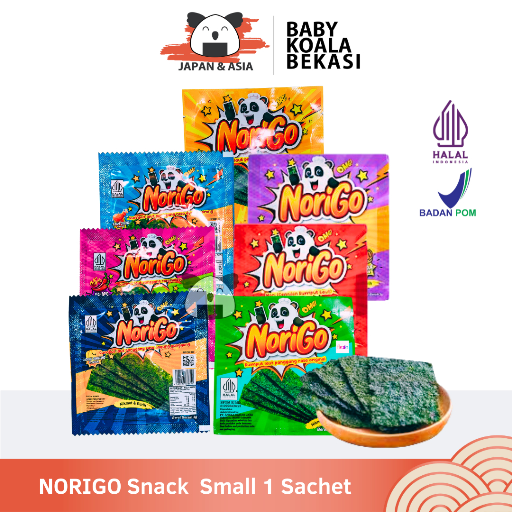 

NORIGO Snack Rumput Laut 3 g (1pcs ) Halal | Nori Sachet Seaweed -BKB