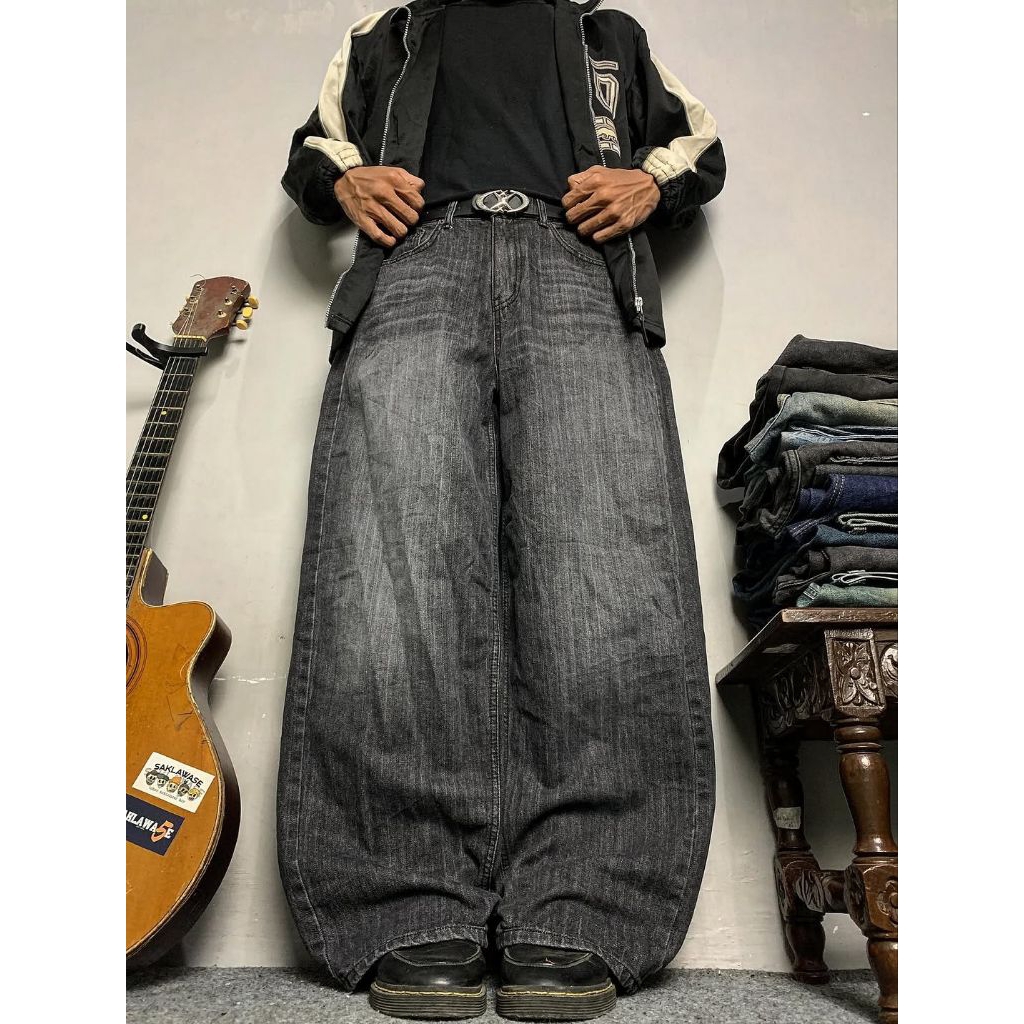 BLACK WASH SUPER BAGGY JEANS BY OOTJ ORGN SEOUL