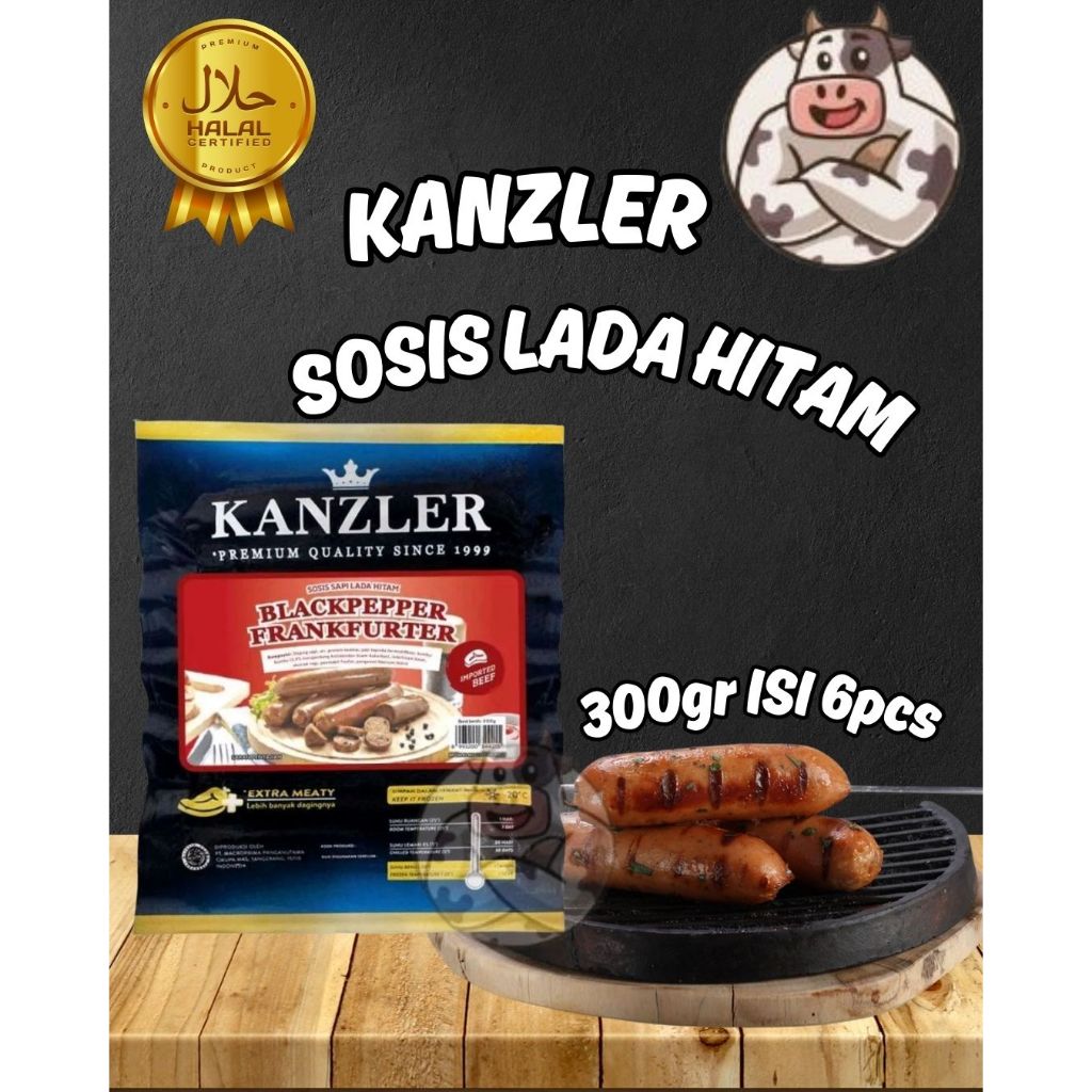 

KANZLER SAUSAGE BLACKPEPPER FRANKFURTER/ SOSIS RASA LADA HITAM 300GR ISI 6PCS