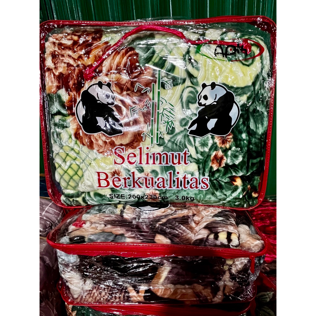 Selimut Bulu 2ply APK Panda ukuran 200x230