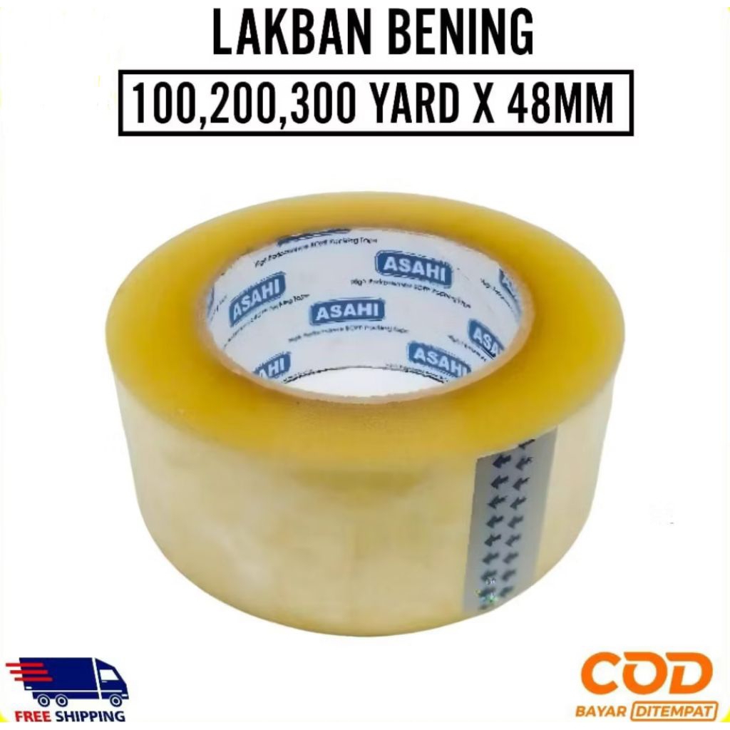 

Lakban Bening 100, 200, 300 Yard × 45 mm Economis / Selotip Isolasi Bening 2 inchi Super Lengket