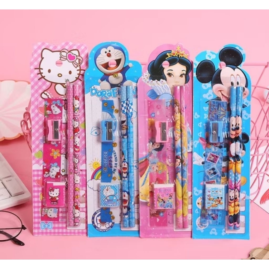 

U51 D912 Alat Tulis Set 5in1 Paket Note book pensil buku penghapus serutan pensil anak 303 doc