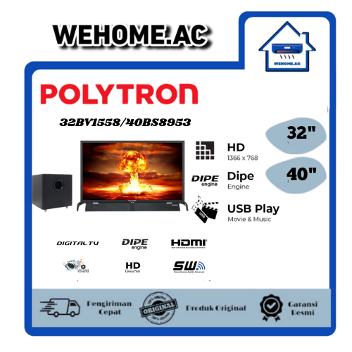 TV LED Polytron Digital TV 32BV1558/40BS8953 32Inch dan 40Inch TV LED Polytron Digital Soundbar