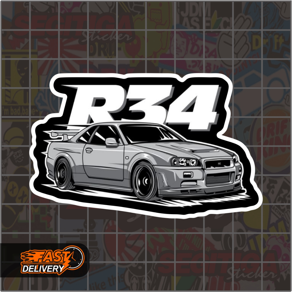 

Sticker Nissan Skyline GT R R34 Ukuran 8 x 5 Cm