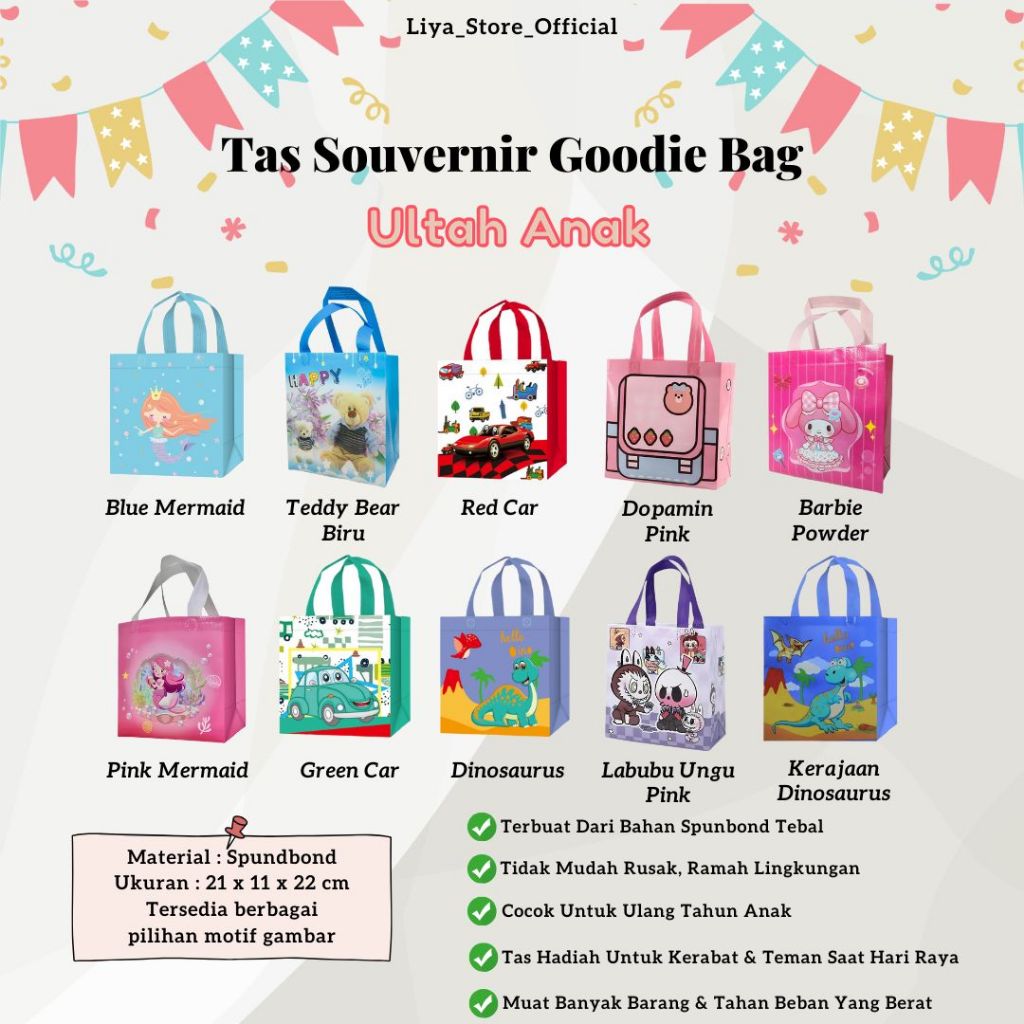 

Tas Ulang Tahun Anak"/tas bekal Tebal/Souvenir/Tas Hadiah Ultah/Goodiebag Motif Kartun/Tas termurah