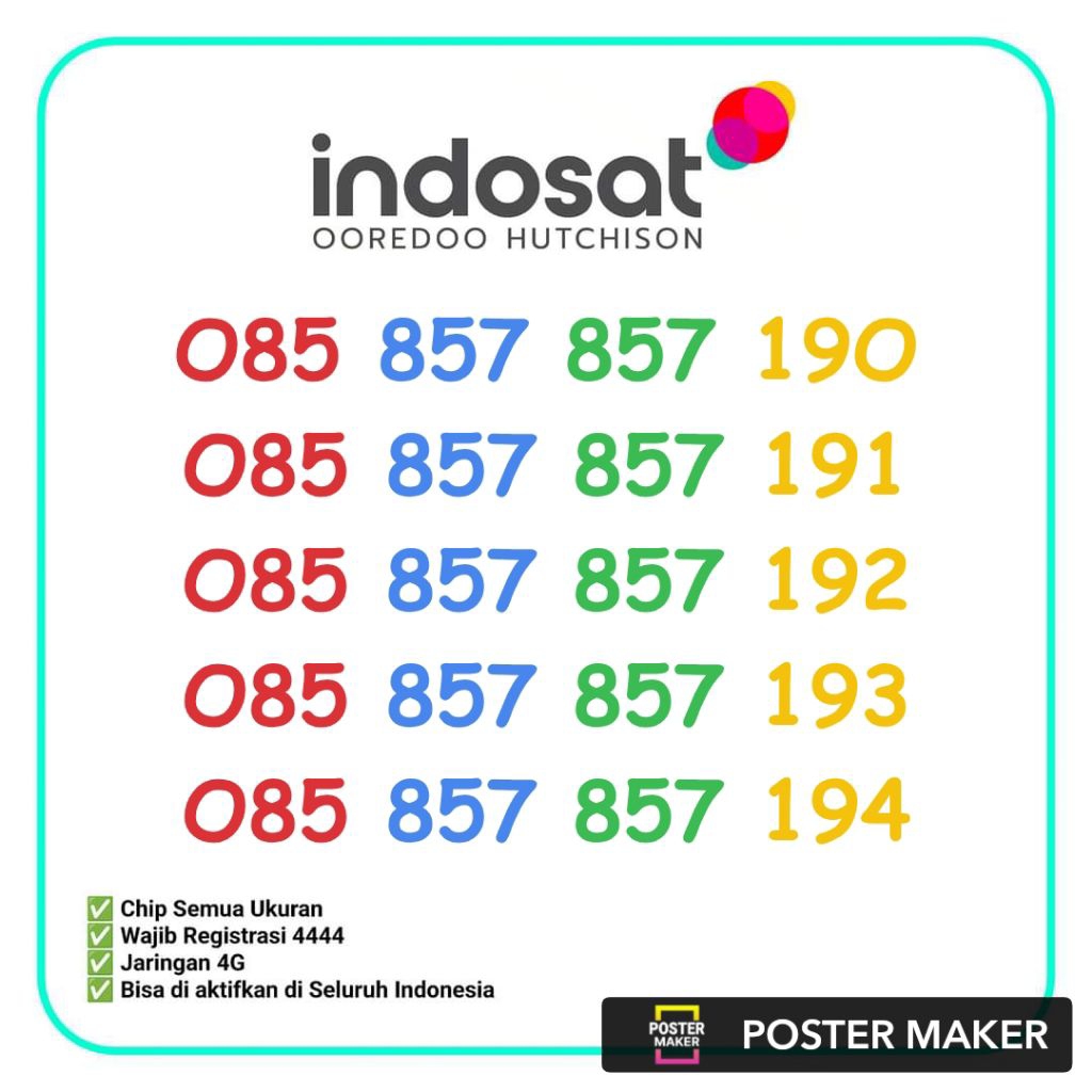 instan 2jam nomer Indosat cantik 857 857 Bonus kuota internet 3GB murah mudah dihafal 4G LTE 5G