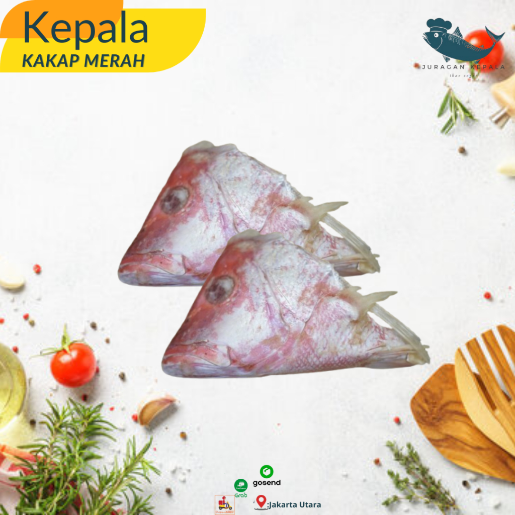 

Juragan Kepala kakap merah / kepala ikan kakap merah segar 1kg Instan/sameday