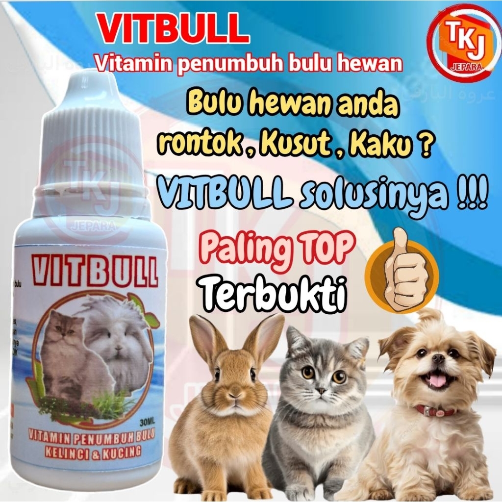 Vitamin bulu kelinci vit bull vitamin bulu kucing anjing hamster marmut vitamin penumbuh bulu hewan 