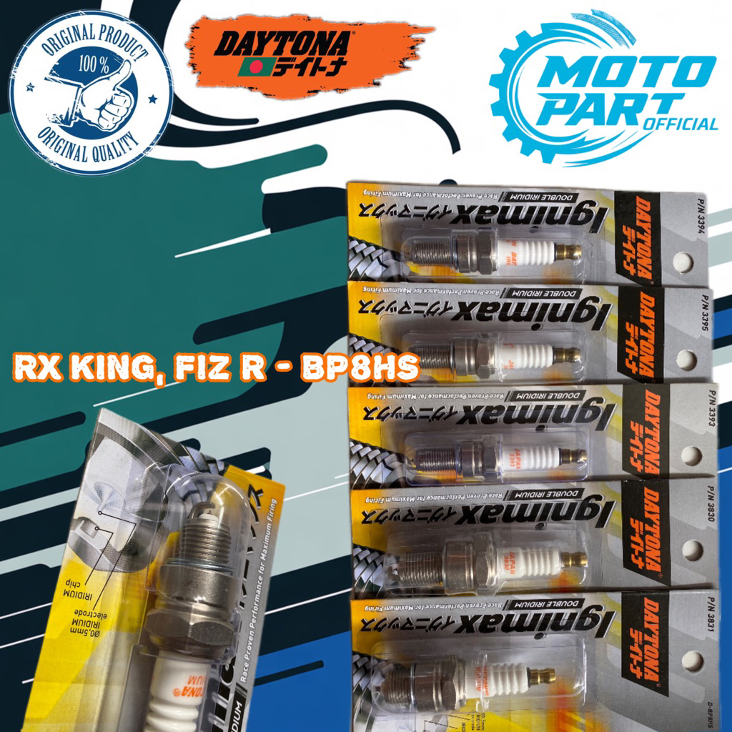 Busi Daytona Iridium 3831 -RX KING, FIZ R - BP8HS - Ignimax Racing Motor BRT Tahan Lama & Responsif