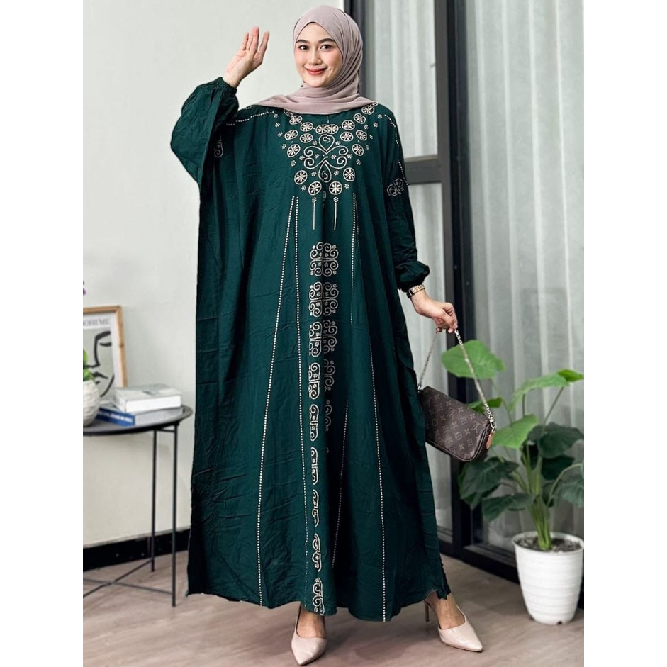 Daster Kaftan Jumbo Premium Lengan Panjang Busui Resleting