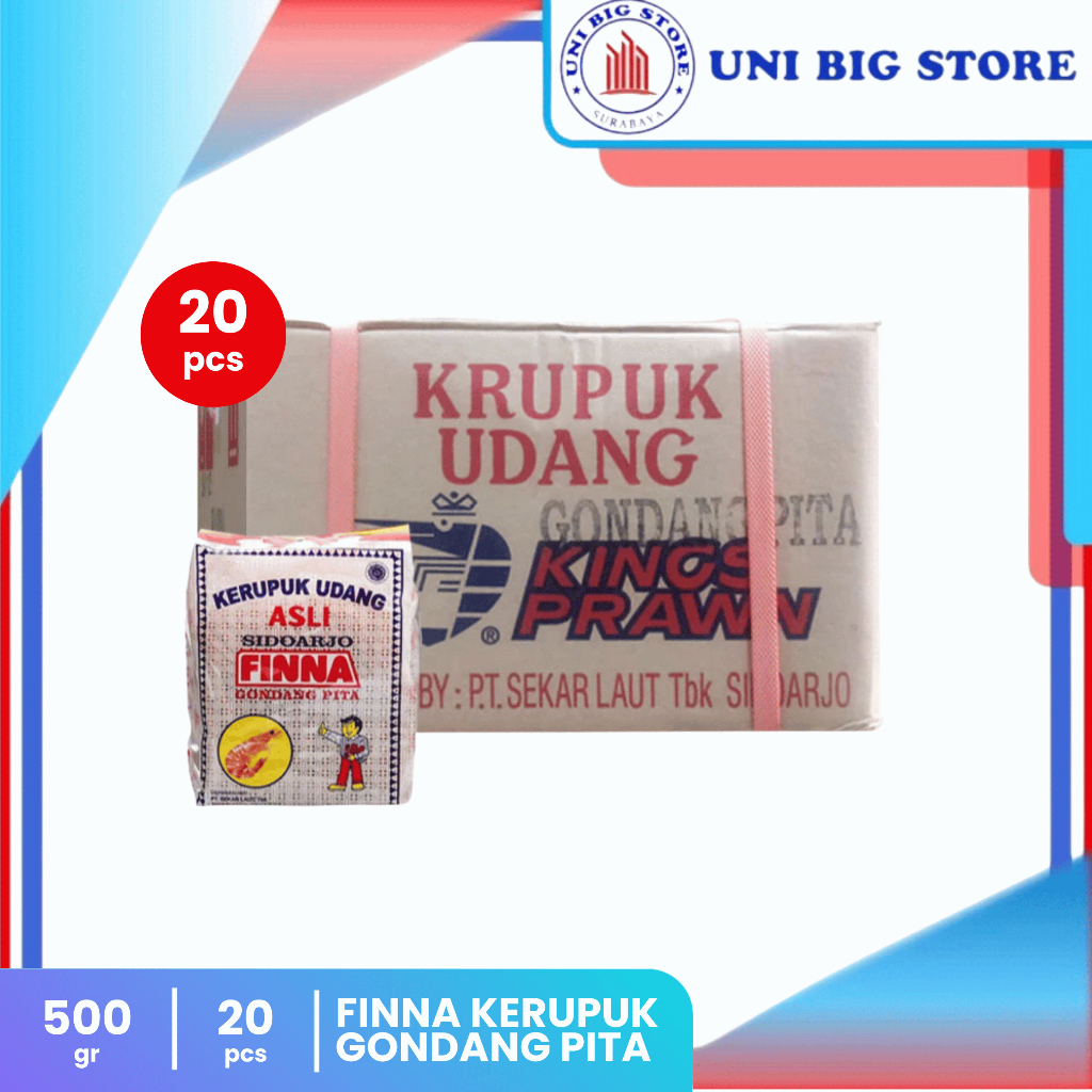 

FINNA Kerupuk Gondang Pita - Krupuk Udang 500 gr x 20 pcs DUS