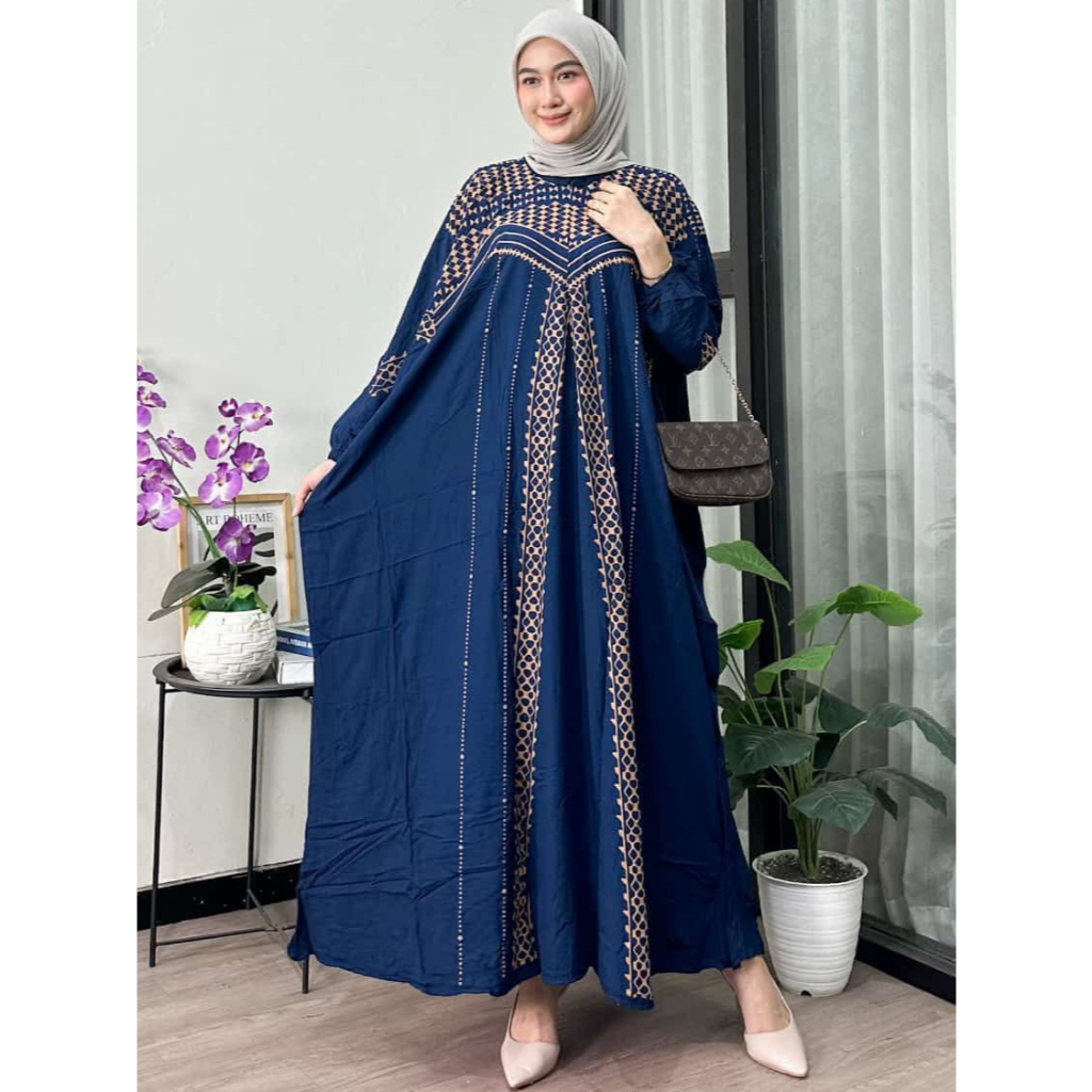Daster Kaftan Jumbo Premium Lengan Panjang Busui Resleting