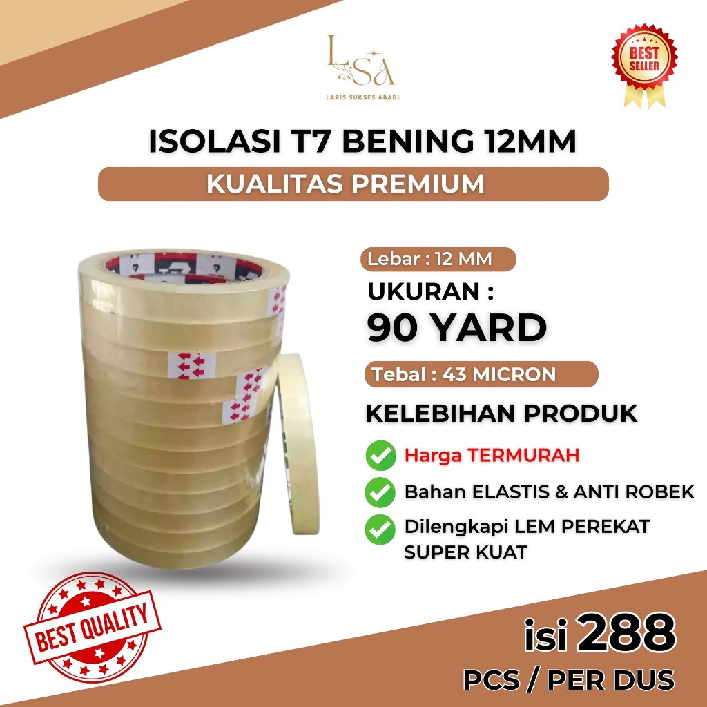

Isolasi Solasi Bening T7 Ukuran 12MM 90 Yard