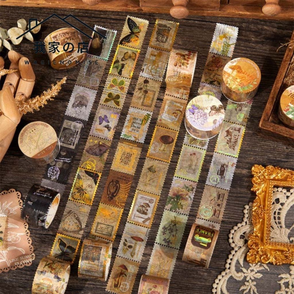 

MASKING TAPE [JAPAN PAPER] RETRO STAMP ILLUSTRATION DECO STIKER 5MM X 2M ROLL [BAHAN KERTAS JEPANG]