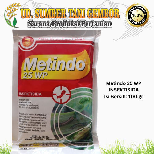Metindo 25 WP - 100 gr - Insektisida Ulat Grayak, Ulat Buah, Penggerek Pucuk