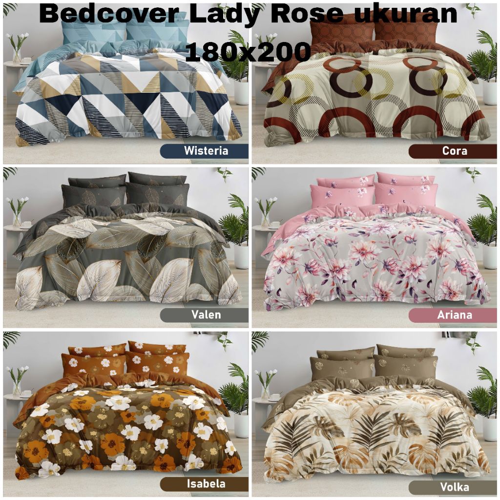 Bedcover Set Lady Rose UK 180x200 / Bed Cover Lady Rose karet (flat)